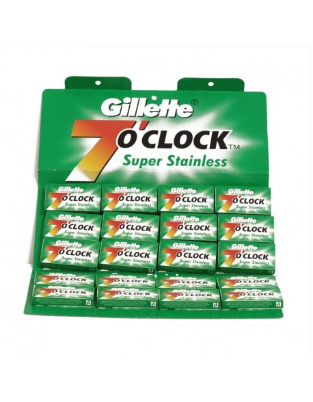 Cuchillas de Afeitar Doble filo Gillette 7 O'clock Super Stainless 100 unidades