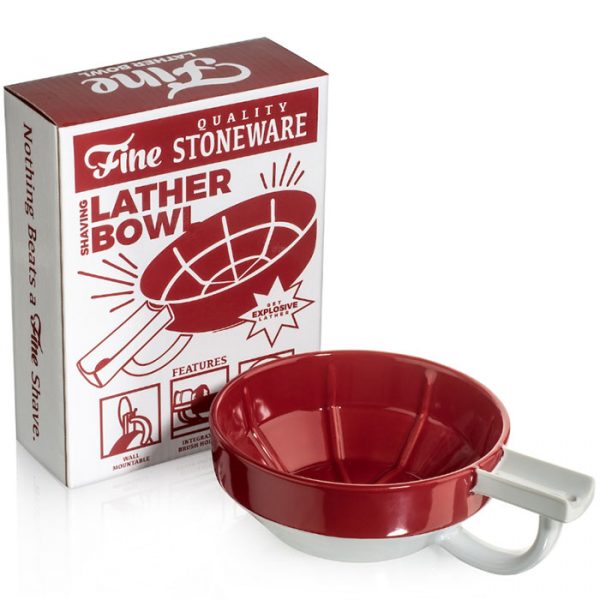Bol de Espumado Afeitado Clásico Fine Cerámico Rojo y Blanco