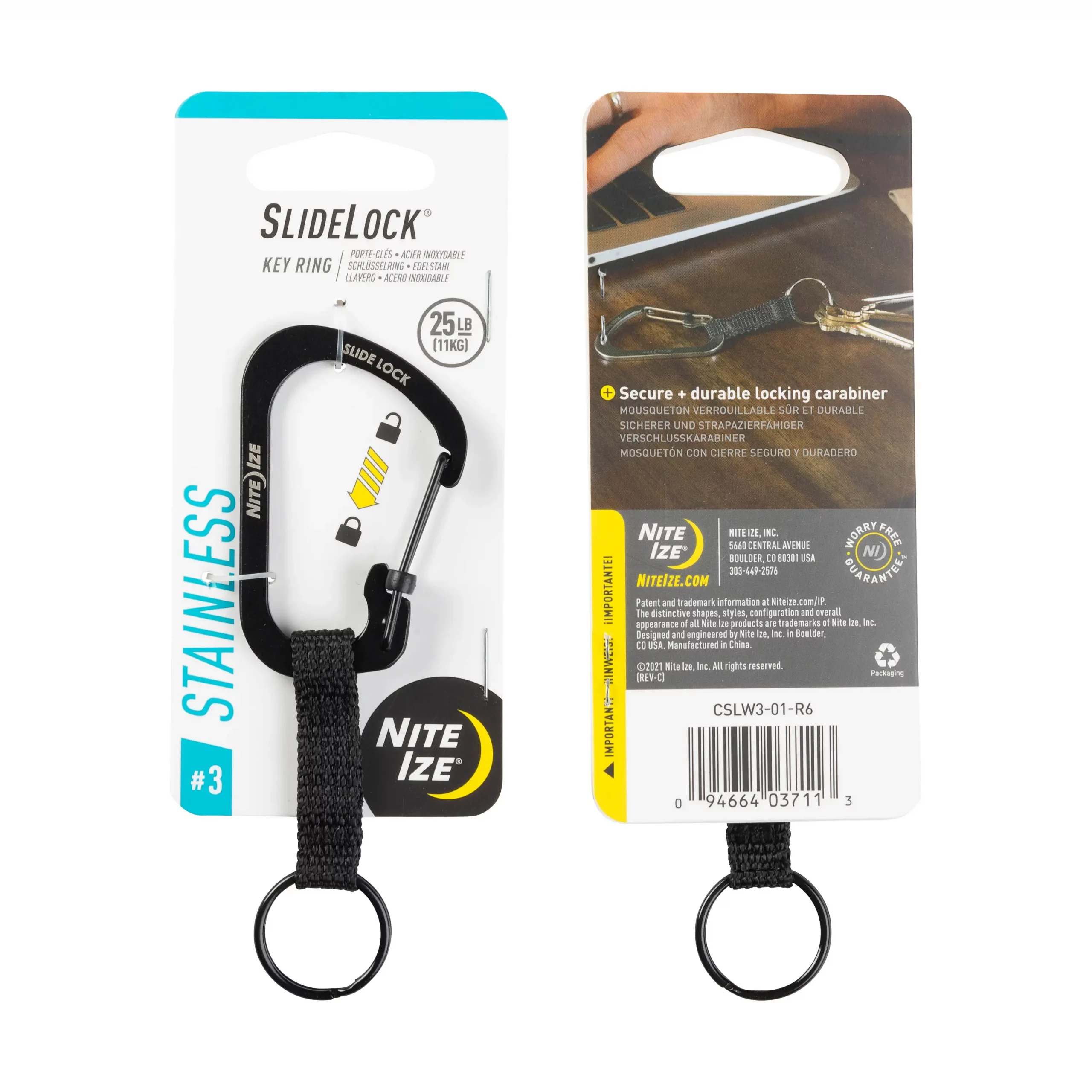 LLAVERO SLIDELOCK® DE ACERO INOXIDABLE Negro - Imagen 2