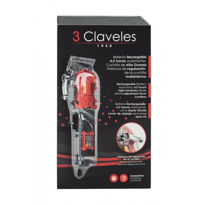 Máquina Corta Pelo Inalámbrica 3 CLAVELES Carcasa Transparente - Imagen 5