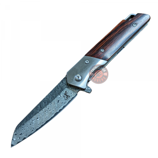 Navaja SALAMANDRA TEK DAMASCO COCOBOLO con Funda