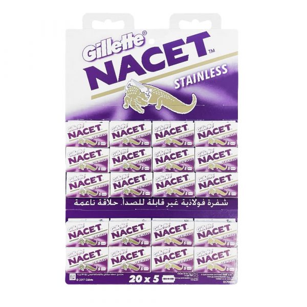 Cuchillas de Afeitar Doble Filo GILLETTE NACET INOX 100 Unidades
