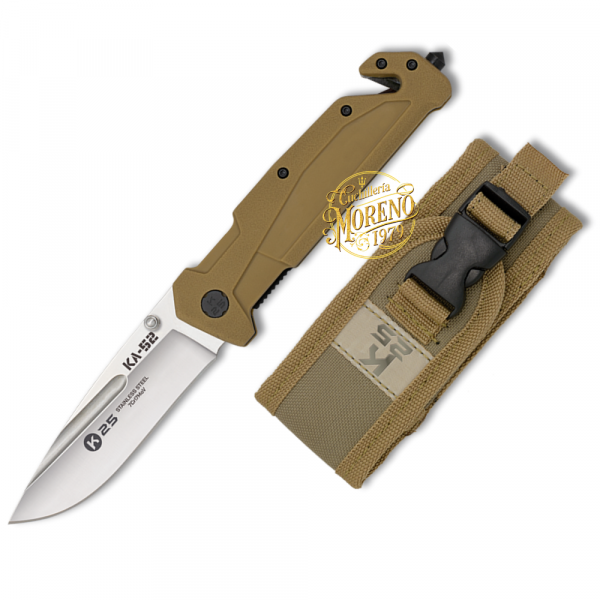 Navaja Táctica K25 KA-52 Mango Engomado Coyote