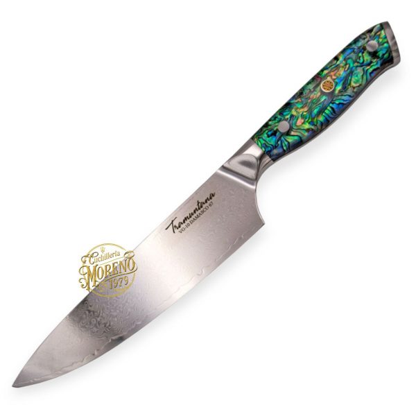 Cuchillo Cocina Chef TRAMUNTANA Damasco VG10 Concha Abulón Resina CD10