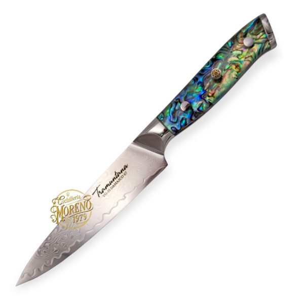 Cuchillo Cocina Utilitario TRAMUNTANA Damasco VG10 Concha Abulón Resina CD12