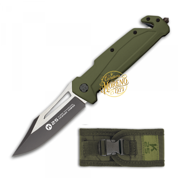 Navaja Táctica K25 Mango Engomado Verde