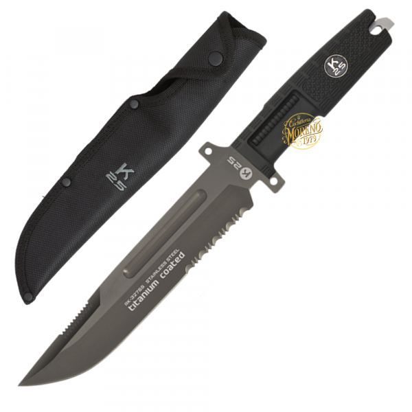 Cuchillo Táctico K25 Puño Goma Negro