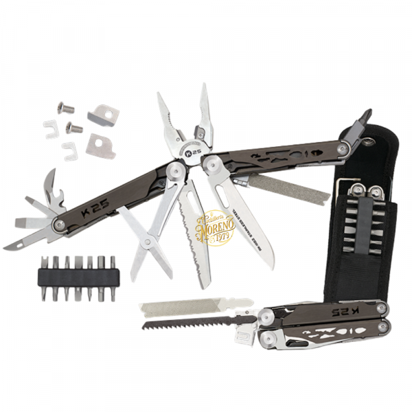 Alicate Multiherramienta K25 Cachas Titanio 14 Puntas Intercambiables
