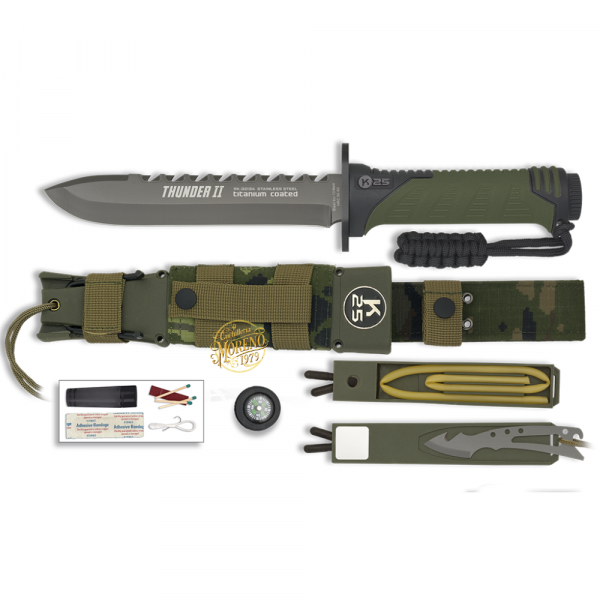 Cuchillo Supervivencia K25 THUNDER II CAMO VERDE