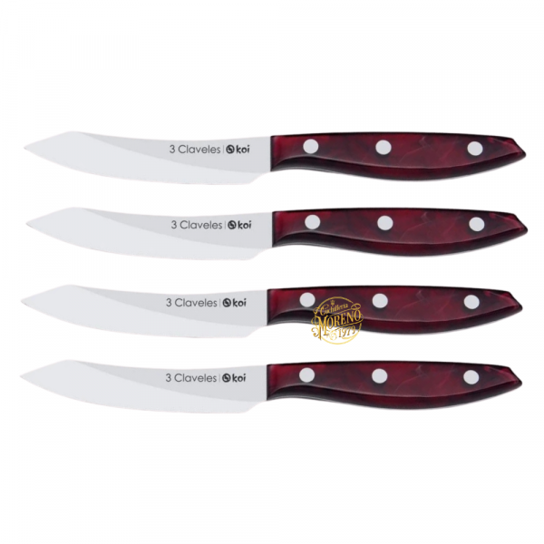 Set 4 Cuchillos Chuleteros 3 CLAVELES KOI Marrones