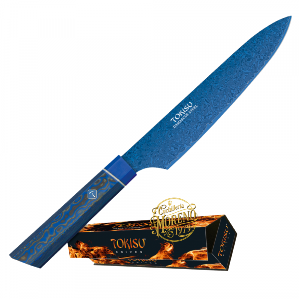 Cuchillo de Cocina SMALL GYUTO TOKISU Damasco Azul 19,5cm