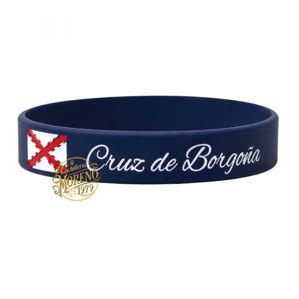 Pulsera de Caucho España – Cruz de Borgoña Azul