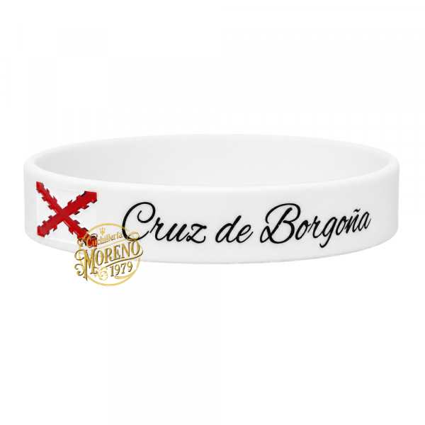 Pulsera de Caucho España – Cruz de Borgoña Blanca