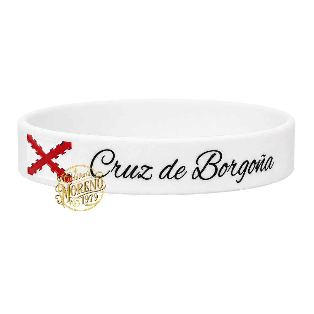 Pulsera de Caucho España – Cruz de Borgoña Blanca