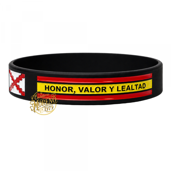 Pulsera de Caucho Bandera España – Cruz de Borgoña Negra