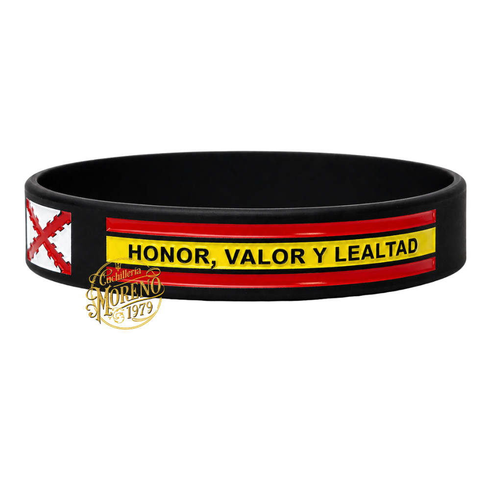 Pulsera de Caucho Bandera España – Cruz de Borgoña Negra